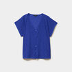 T-shirt dentelle avec boutons bleu electrique femme