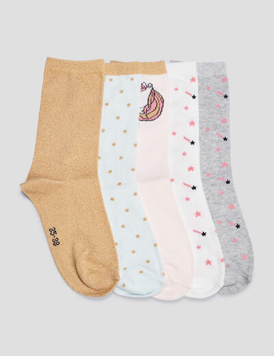 Lot 5 paires chaussettes rose fille