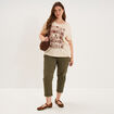 T-shirt manches courtes col rond coton ivoire femme grande taille
