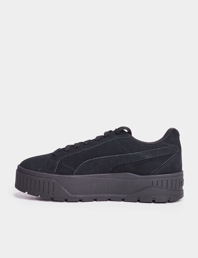 Tennis basses suédine en cuir Puma noir femme