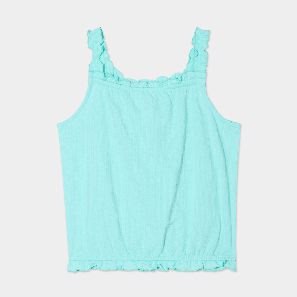 Débardeur encolure carrée bleu turquoise fille