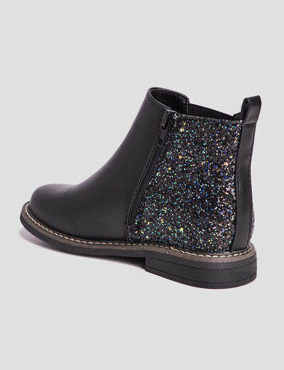 Bottines chelsea zippées à paillettes noir fille