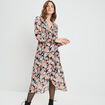 Robe longue fluide col cache-coeur noir femme
