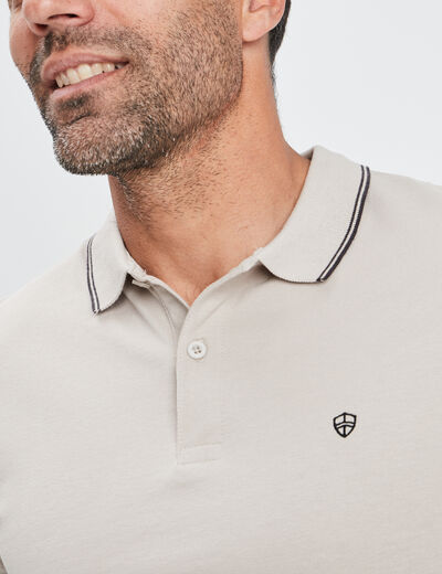 Polo manches courtes bords contrastés sable homme