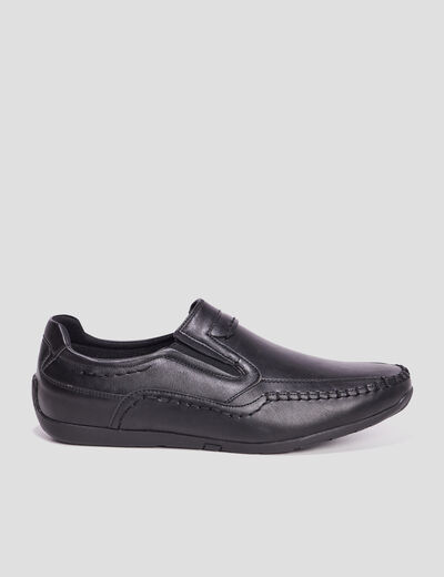 Mocassins confort &agrave; bout carr&eacute; noir homme