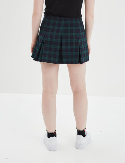 Jupe-short plissée courte bleu marine femme