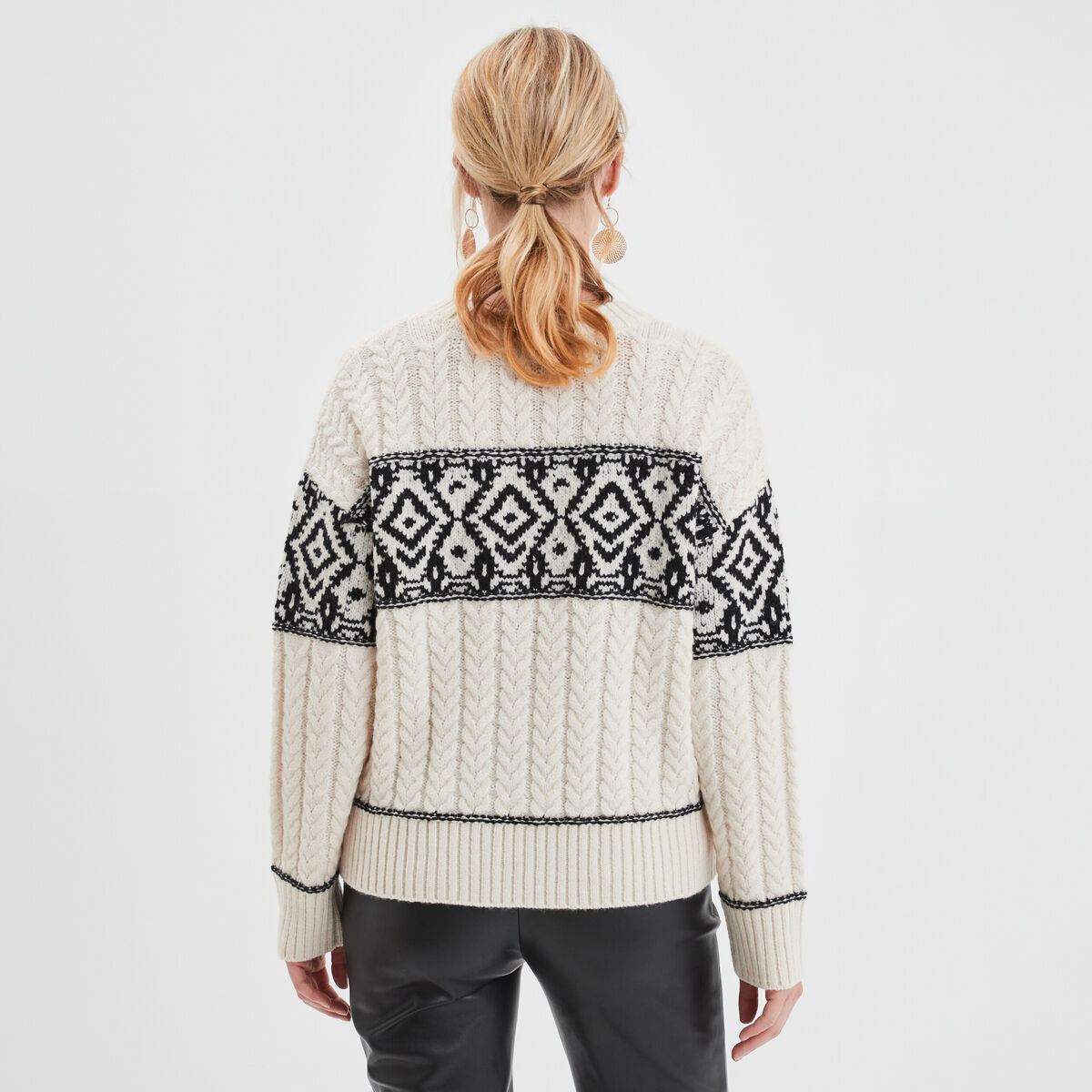 Pull avec torsades Liberto ecru femme