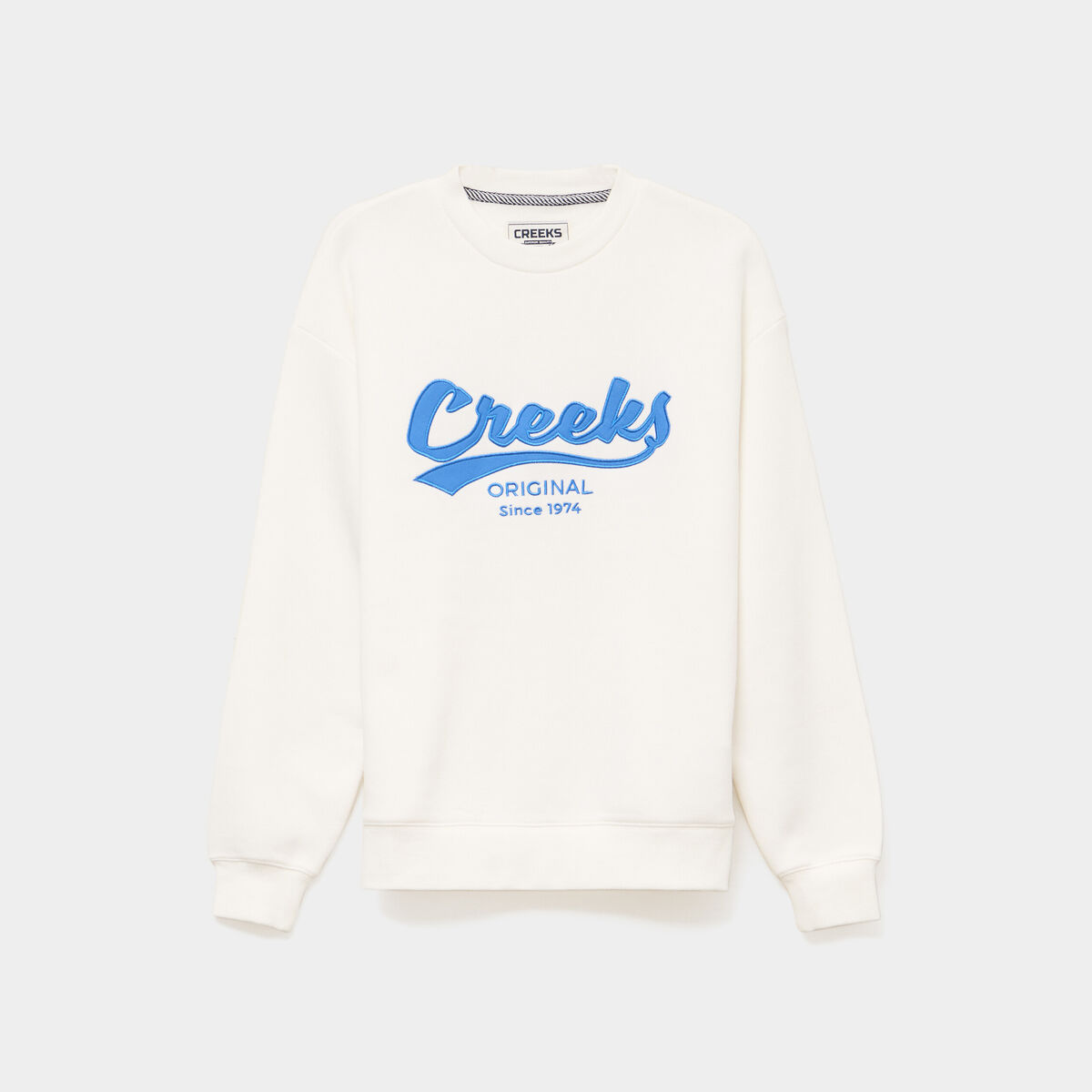 Sweat molleton col rond manches longues blanc femme