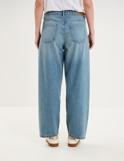 Jean balloon cropped coton denim stone femme