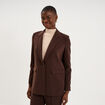 Blazer ajust&eacute; mi-long 1 bouton marron fonc&eacute; femme