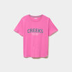 T-shirt col rond manches courtes rose fushia femme
