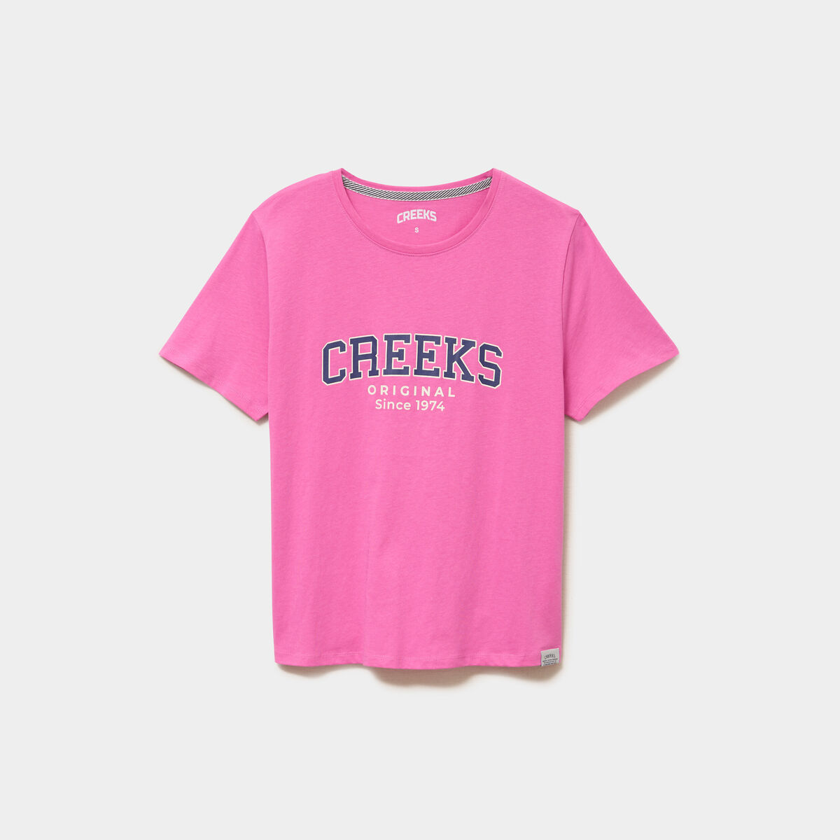T-shirt col rond manches courtes rose fushia femme