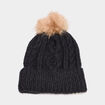 Bonnet &agrave; torsades et pompon noir femme