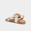 Sandales brides tressées en cuir jaune or fille