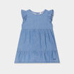 Robe aspect jean à volants coton denim bleach bébé fille