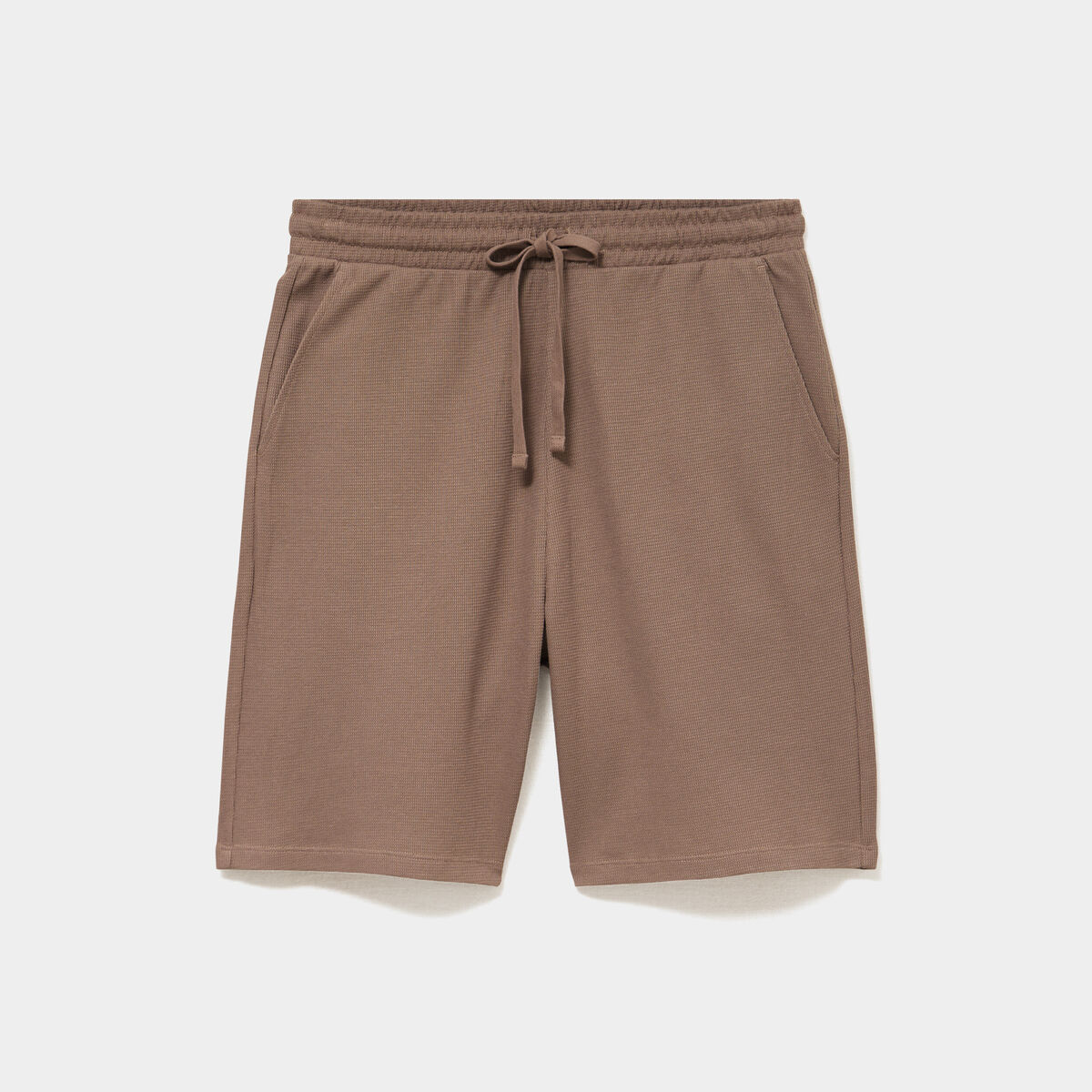 Bermuda textur&eacute; coupe droite coton marron homme