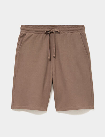 Bermuda textur&eacute; coupe droite coton marron homme