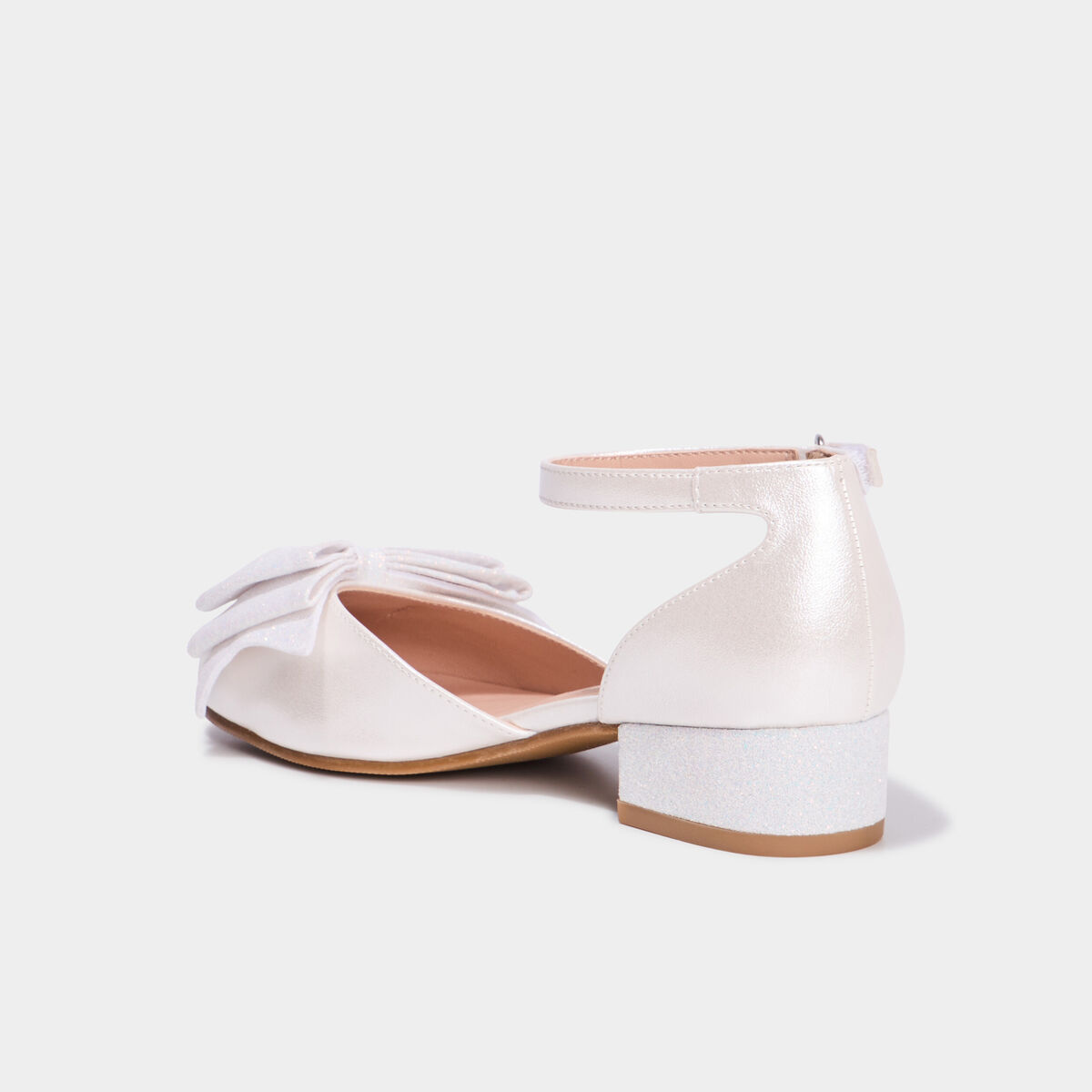 Babies à talons avec noeuds blanc fille
