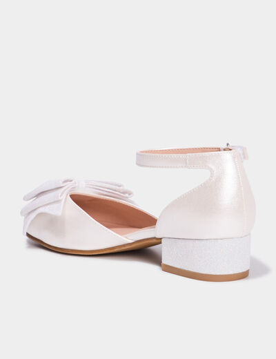 Babies à talons avec noeuds blanc fille