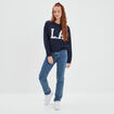 Pull col rond manches longues Creeks bleu marine femme
