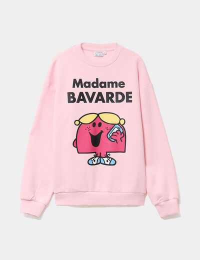 Sweat col rond Monsieur et Madame rose femme