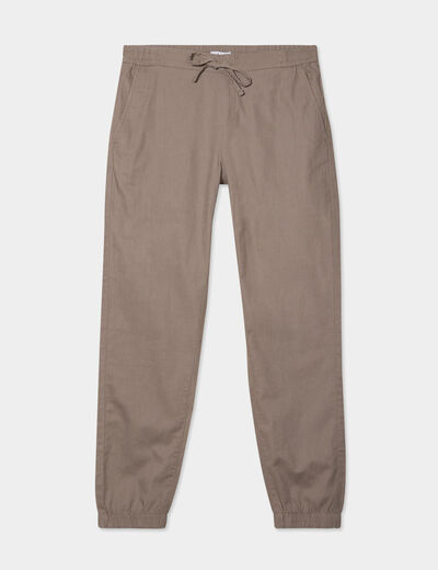 Pantalon de jogging en mélange de lin gris homme