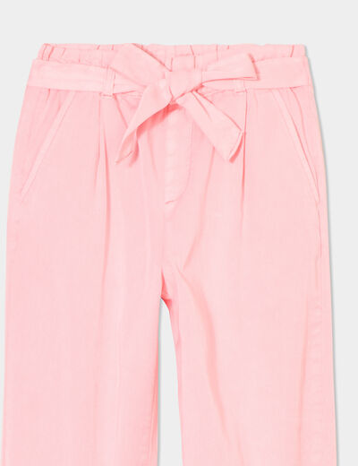 Pantalon slouchy ceinturé élastiqué rose pastel fille