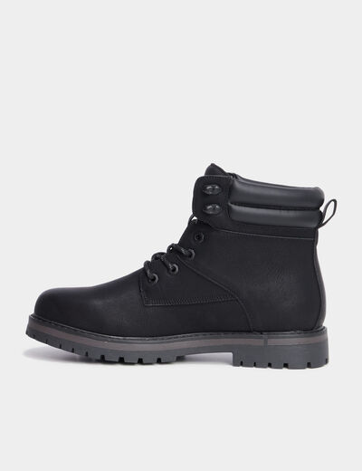 Boots à bout rond lacets noir homme