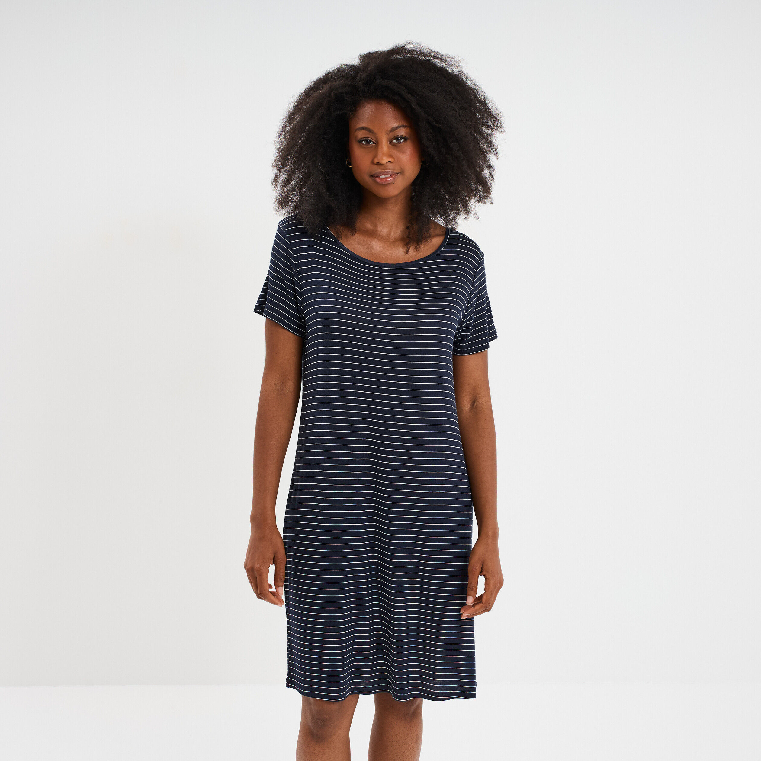 Chemise de nuit manches courtes bleu marine femme LH