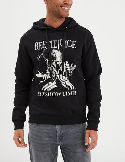 Sweat à capuche hoodie coton Beetlejuice noir homme