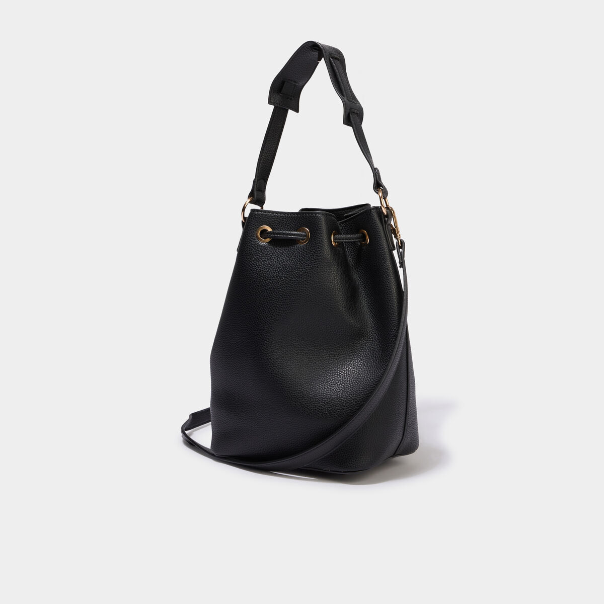 Sac seau avec bandouli&egrave;re amovible noir femme
