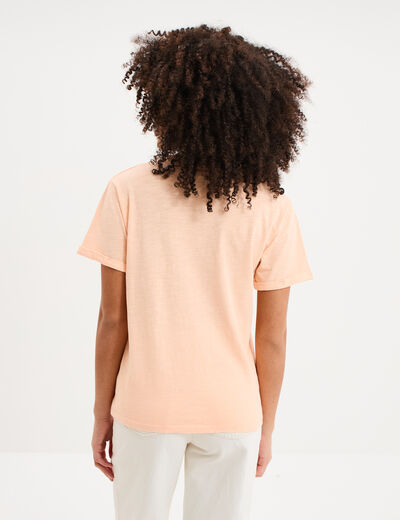 T-shirt manches courtes coton orange fluo femme