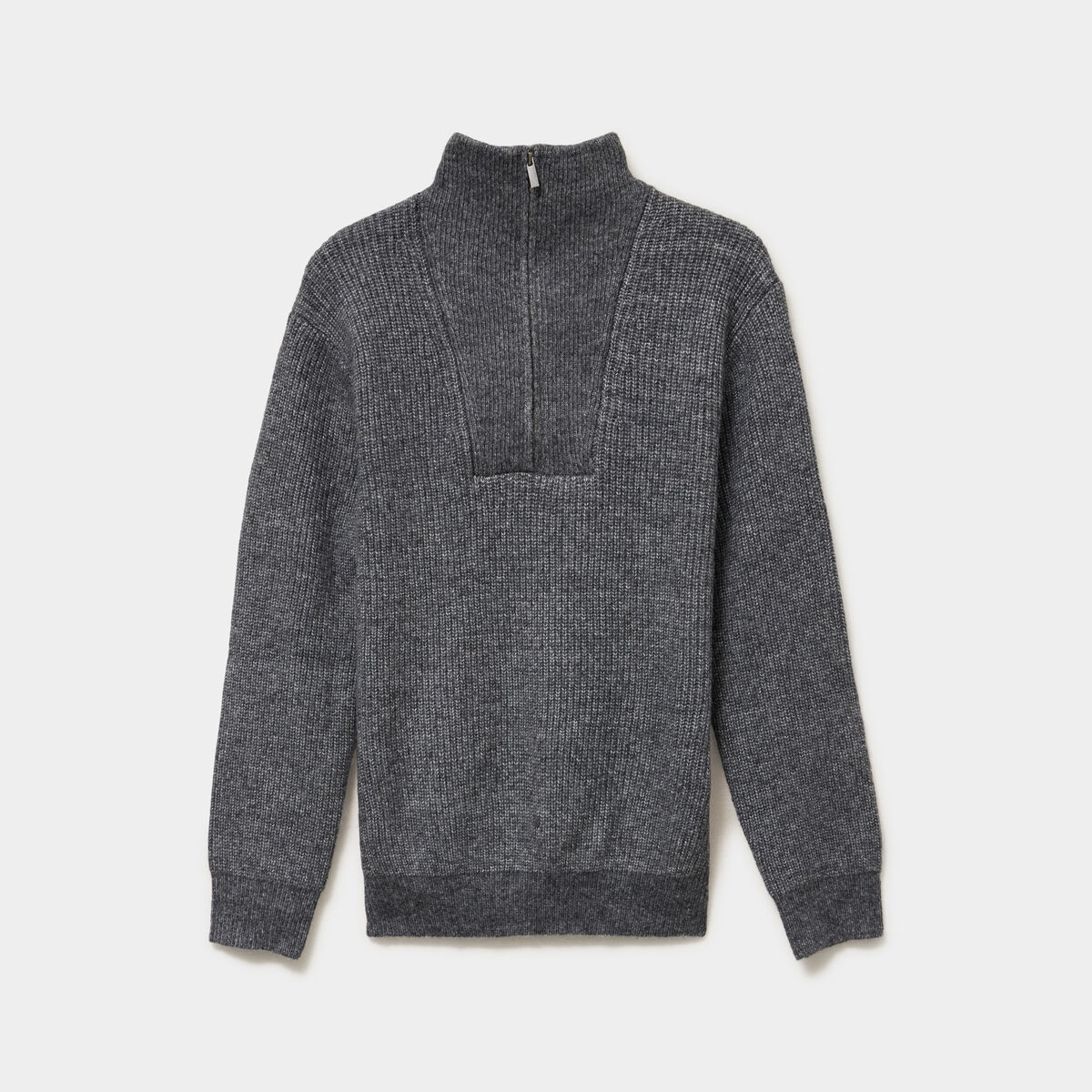 Pull avec col camionneur c&ocirc;tel&eacute; gris fonc&eacute; homme