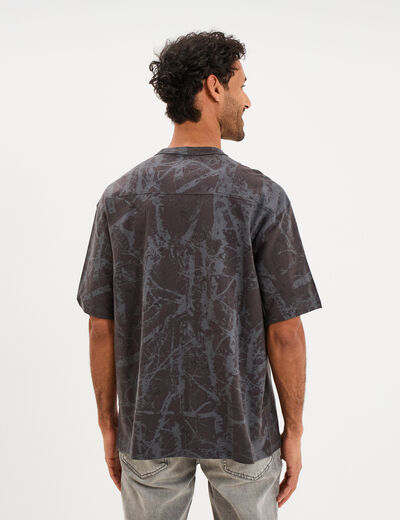 T-shirt col rond manches courtes coton gris fonc&eacute; homme