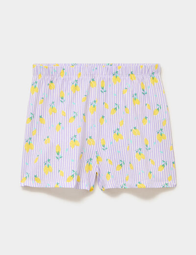 Bas de pyjama short coton ecru femme
