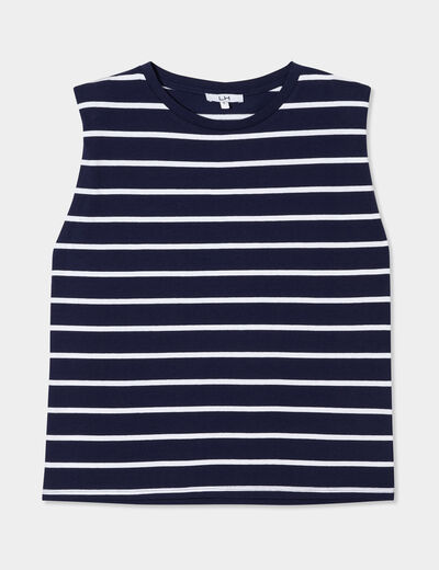 T-shirt avec épaulettes col rond coton ecru femme