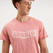 T-shirt manches courtes coton d&eacute;lav&eacute; vieux rose homme