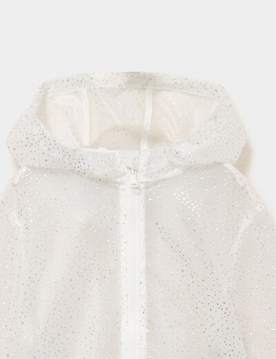 Parka coupe-vent d&eacute;perlante &agrave; strass ivoire fille