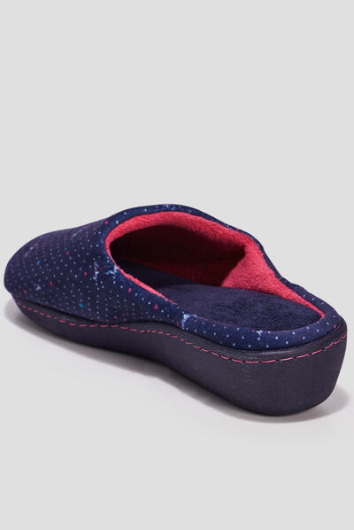 Chaussons mules compensés Isotoner bleu femme