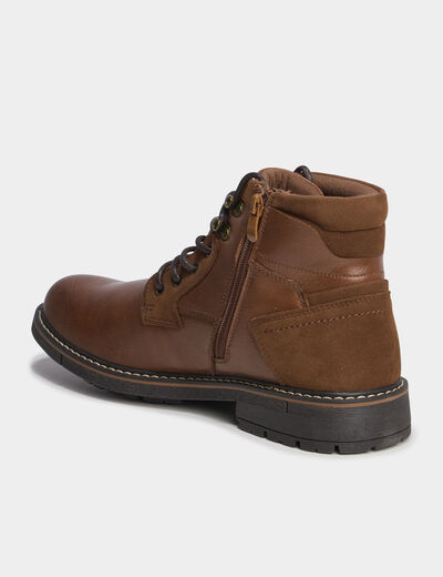 Bottines montantes zipp&eacute;es crant&eacute;es marron homme