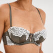 Soutien-gorge bandeau avec dentelle vert kaki femme