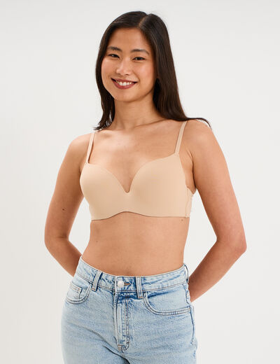 Soutien-gorge push-up microfibre beige femme