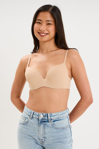 Soutien-gorge push-up microfibre beige femme