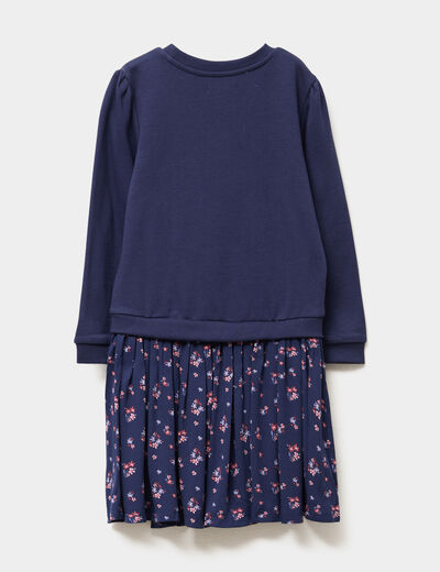Robe effet 2-en-1 évasée bleu marine fille