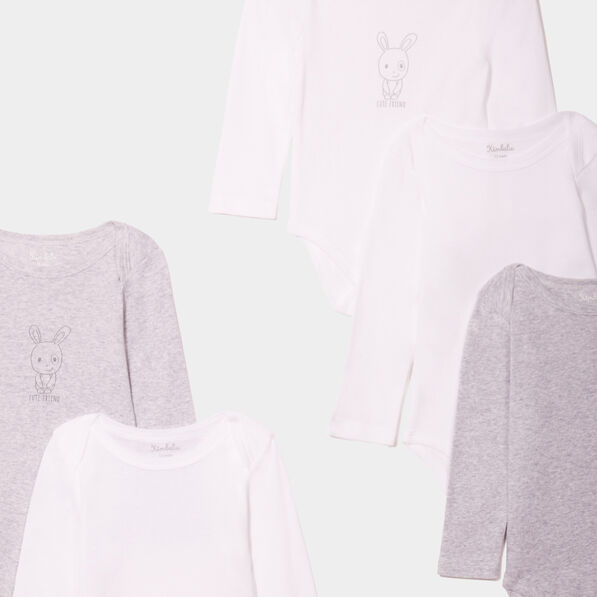 lot 5 bodies us coton manches longues gris clair bebe Lot 5 bodies US coton manches longues gris clair bébé