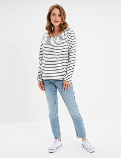 T-shirt allaitement manches longues ecru femme maternité