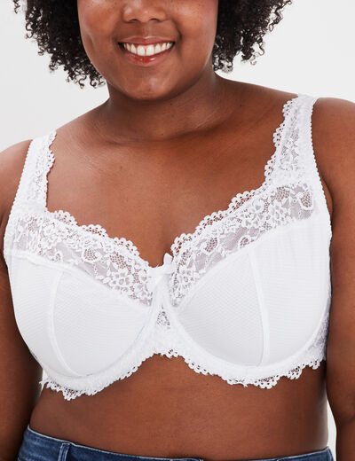 Soutien-gorge corbeille dentelle blanc femme grande taille