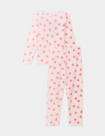 Ensemble pyjama 2 pièces micro polaire rose poudrée fille