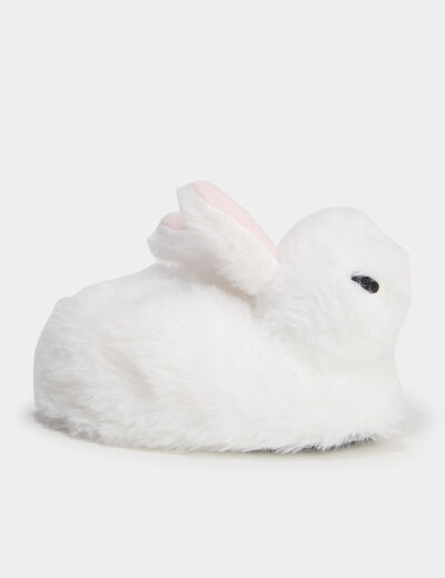 Mono chausson fausse fourrure blanc b&eacute;b&eacute; fille