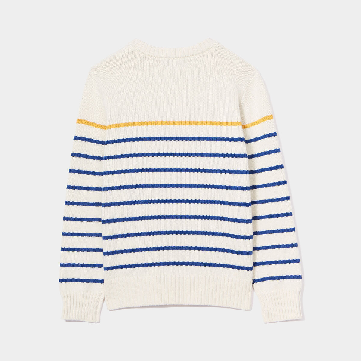 Pull col rond coton manches longues ecru garçon